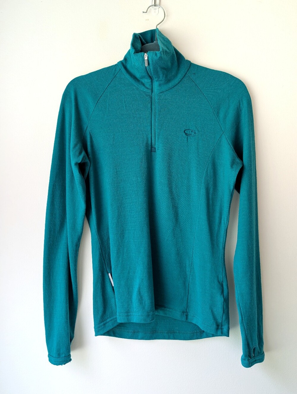 Icebreaker Bodyfit 260 1/4 Zip Pullover Merino Wool Blue Green Size Medium
